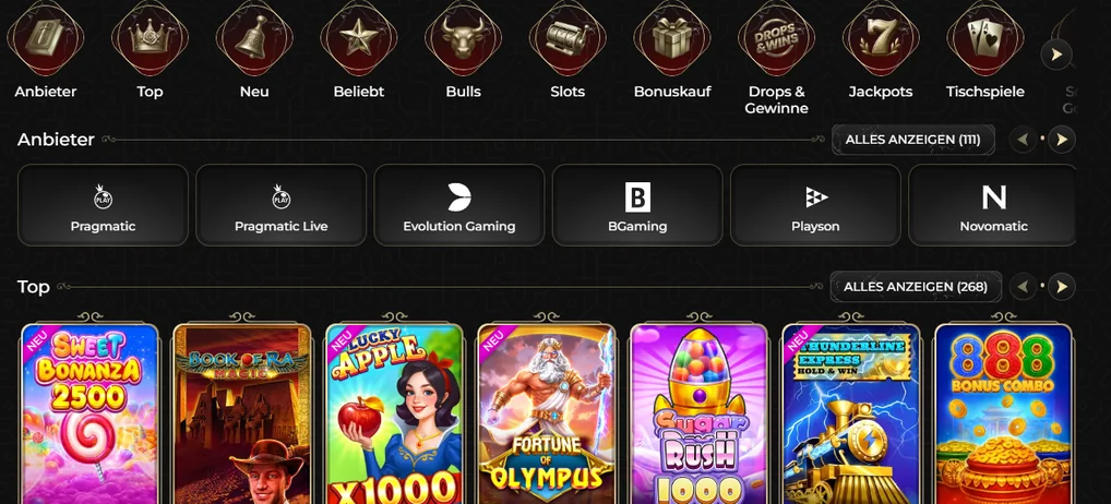 Spielanbieter bei Casina Casino entdecken